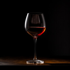 A glass of wine on a black background created with Generative Ai