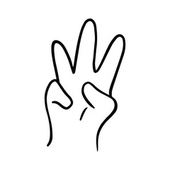 Fototapeta premium Children's hand gestures in doodle style isolated. Hand drawn human hands expressing various signs and symbols with fingers 