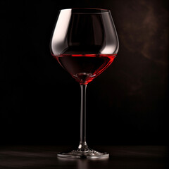 A glass of wine on a black background created with Generative Ai
