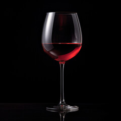 A glass of wine on a black background created with Generative Ai