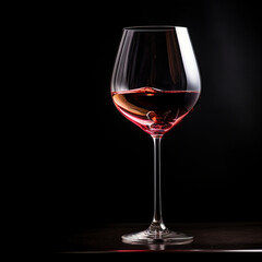 A glass of wine on a black background created with Generative Ai