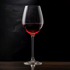 Fotobehang A glass of wine on a black background created with Generative Ai © Maria