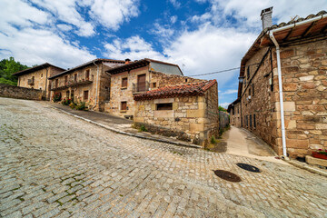 Steep street in Molicos de Duero. Soria. Spain. Europe.