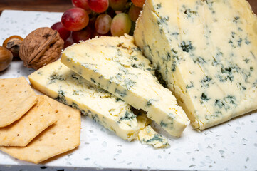 Cheese collection, English cow milk semi-soft, crumbly old stilton blue cheese