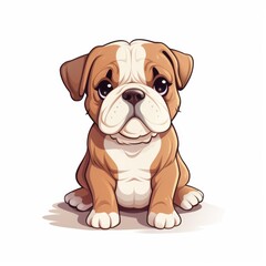 Obraz premium English_bulldog in kawaii style on white background
