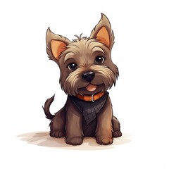 Scottish_Terrier_dog in kawaii style on white background