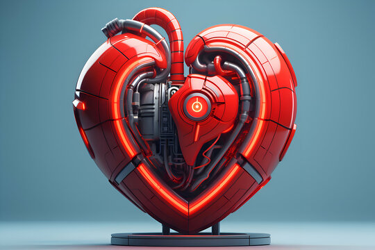 Robot in the form of a heart. 3d illustration.