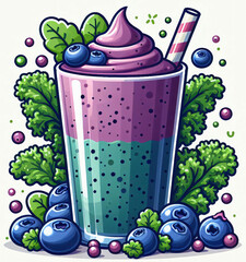 Illustration of blueberry kale smoothie