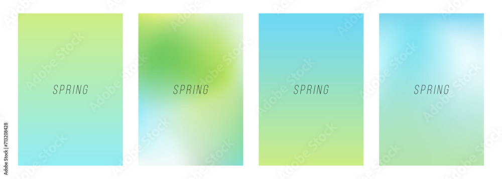 Leinwandbilder Set of Spring color backgrounds with soft color gradients and blurred effect for Springtime season creative graphic design. Vector illustration.