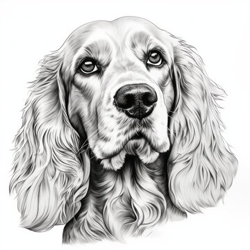 Cocker_Spaniel in line art style on white background