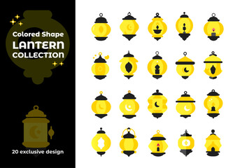 Golden Lantern Collection Vector Template. Set of Vintage Hanging Lamps with Star, Moon Vector Illustration for Arabic Traditional Ramadan Festival.
Design Element of Ramadan Kareem Greeting Template