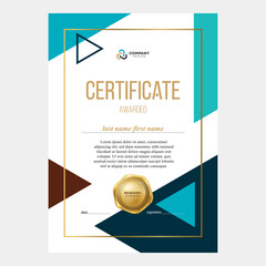 Design of the certificate, award diploma, modern geometric background, creative design, vector