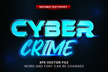 Cyber crime neon glow 3d editable vector text effect - obrazy, fototapety, plakaty