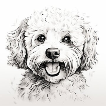 recommend clip art: Bichon_Frise in line art style on white background