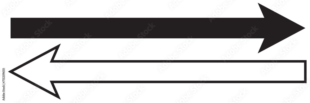 Poster long line arrow vector. long arrows vector set. arrow icon, cursor collection. opposite direction ar