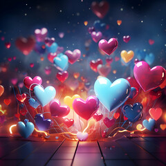 Heart bokeh background. Valentines day.  illustration.