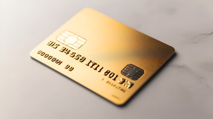 Golden credit card mockup isolated on white background, generative ai