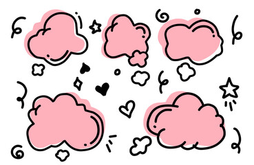cloud icon set. Communication backdrop. Simple design. Ink illustration. Vector illustration. Stock image.
