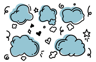 Fototapeta premium cloud icon set. Communication backdrop. Simple design. Ink illustration. Vector illustration. Stock image.