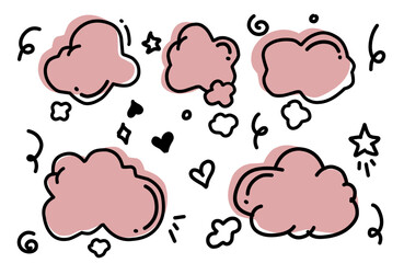 cloud icon set. Communication backdrop. Simple design. Ink illustration. Vector illustration. Stock image.