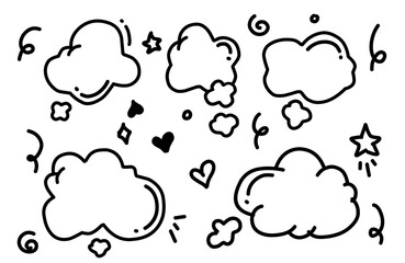 cloud icon set. Communication backdrop. Simple design. Ink illustration. Vector illustration. Stock image.