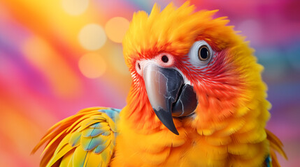 Vibrant Sun Conure Parrot Close-Up