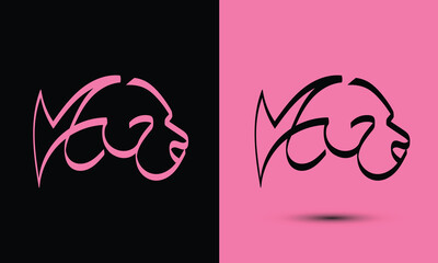 Initial letter M combine with dog head BLACK and PINK