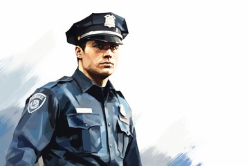 Obraz premium portrait of a police officer on white background
