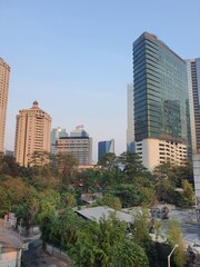 Fototapeta na wymiar Jakarta, Indonesia – October 18, 2023: A cityscape view of Indonesia capital city Jakarta