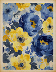 Vintage Floral Abstract Canvas Art Print