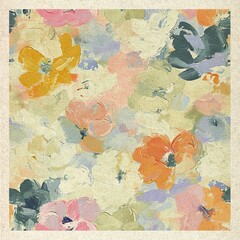 Vintage Floral Abstract Canvas Art Print