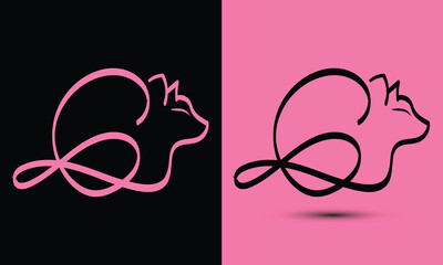 Initial letter G combine with cat head BLACK and PINK