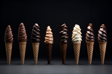 Chocolate ice cream on dark