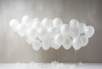 Set of the white balloons on the wall
