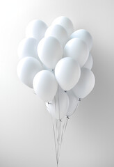 White balloons on a white background