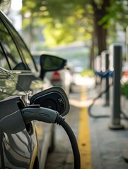  photo charging electric car at the electric gas station