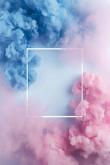 Abstract cloud background with frame.Pastel colors.