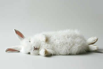 White bunny on a white background. Minimal concept.