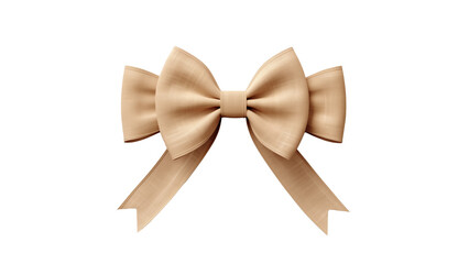 Fototapeta premium Sackcloth bow cut out. Brown sackcloth bow on transparent background