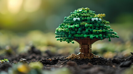 tree block planted in real soil