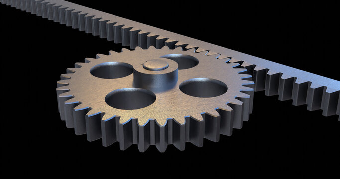 Rack and Pinion gear assembly. Industrial machines and automotive part