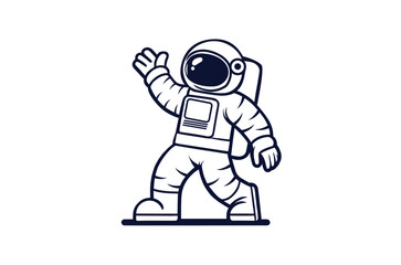 Astronaut character icon illustration. Science Technology Icon Concept Isolated Premium Vector. Flat Cartoon Style