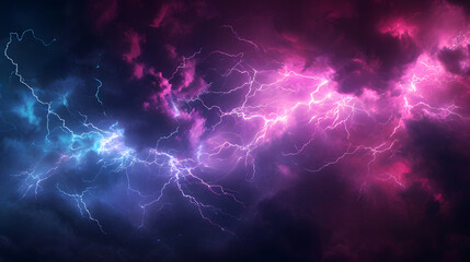Dramatic Sky with Intense Lightning Bolts in Purple and Pink Hues