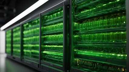 Server Data Center With Green Lights