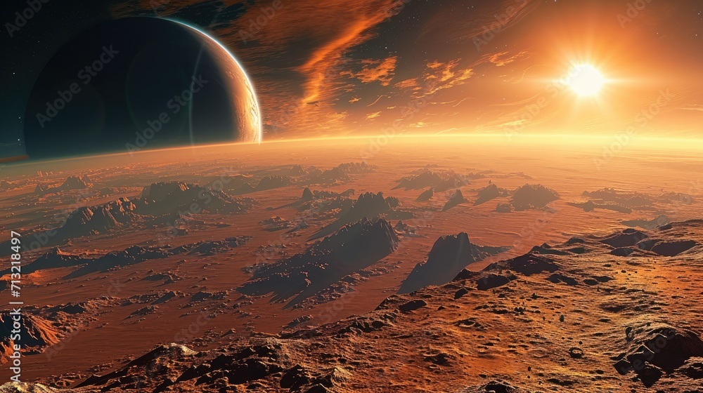 Poster View from mars to earth. Generative AI.