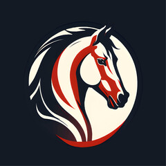 Side profile logo design of horse in 3 color. Generative AI.