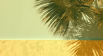 Fototapeta na wymiar a shadow of a palm tree on a wall