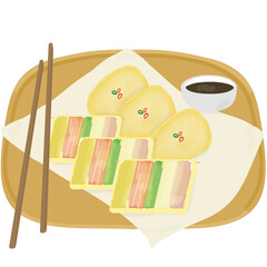 명절음식 모듬전 일러스트