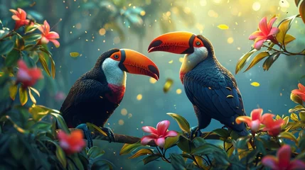 Photo sur Aluminium Toucan Silent toucans orchestrating a symphony of vivid melodies with their colorful beaks.