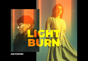Light Burn Poster Photo Effect Mockup